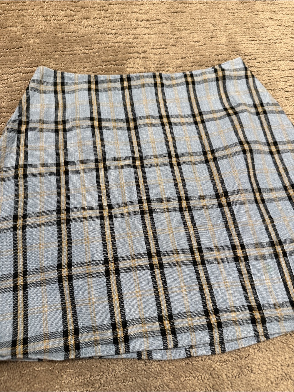 Reformation Light Blue Plaid Linen Mini Skirt size 2 - Picture 2 of 7